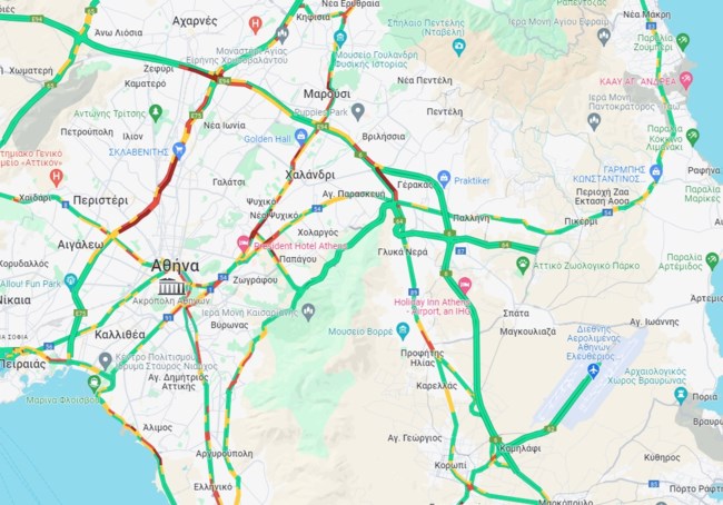 Σοβαρά προβλήματα στην κυκλοφορία σε Κηφισό, Αττική Οδό και παραλιακή - Live η κίνηση