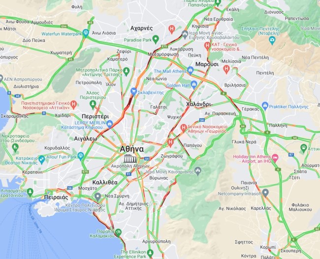 Live η κίνηση στους δρόμους: Μποτιλιάρισμα σε παραλιακή, Αλίμου - Κατεχάκη και Κηφισό