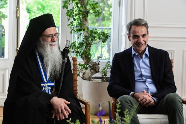 Συνάντηση του Κυριάκου Μητσοτάκη με εκπροσώπους της Ιεράς Κοινότητας του Αγίου Όρους