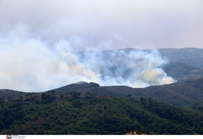Εικόνες από τη φωτιά στη Χαλάνδρα Χίου
