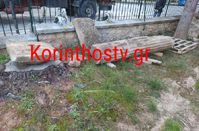 Εντοπίστηκε αρχαίος κίονας σε ρέμα στο χωριό Πετρί Νεμέας [Εικόνες]