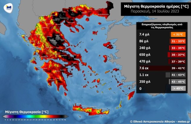 Καύσωνας Κλέων: 9 εκατ. πολίτες βίωσαν θερμοκρασίες 39-45 βαθμούς - Ποιες περιοχές της χώρας "έλιωσαν" από τη ζέστη