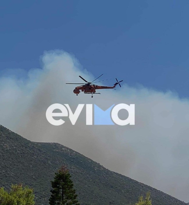 Πυρκαγια Μεσοχώρια Εύβοια ελικόπτερο