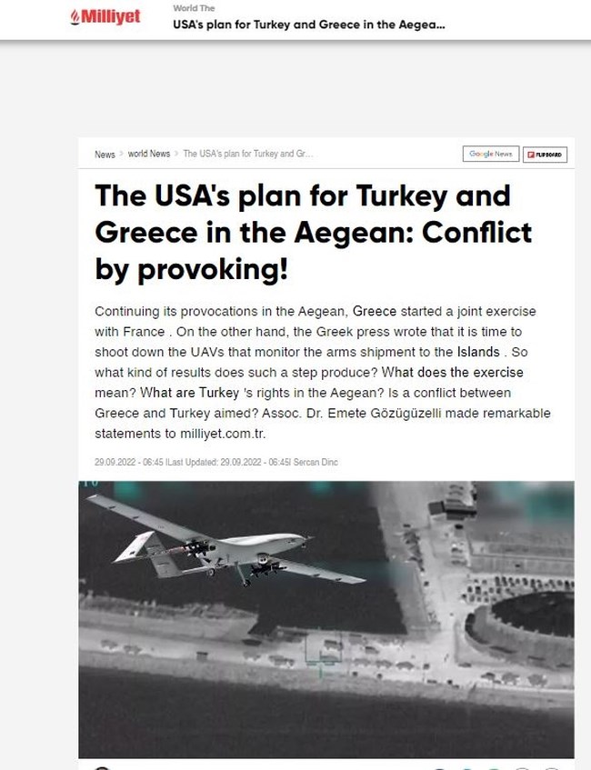 Προκλητικό άρθρο της Milliyet: "Σύγκρουση με πρoκλήσεις" - Το σχέδιο των ΗΠΑ για Τουρκία και Ελλάδα στο Αιγαίο