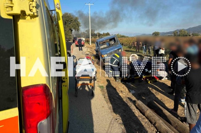Tραγωδία στην Αχαΐα: Δύο νεκροί και εννέα τραυματίες από ανατροπή καρότσας αγροτικού