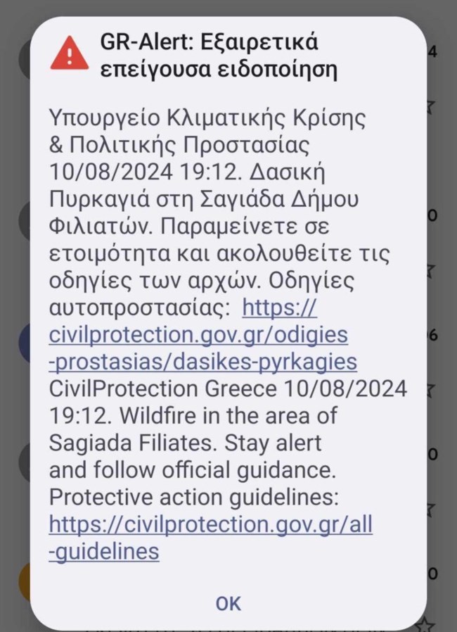 Θεσπρωτία: Δασική πυρκαγιά στη Σαγιάδα - Εστάλη 112