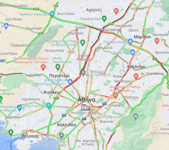 Κίνηση στους δρόμους: Μποτιλιάρισμα 14 χιλιομέτρων στον Κηφισό