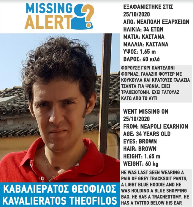 Συναγερμός για εξαφάνιση 34χρονου από τα Εξάρχεια