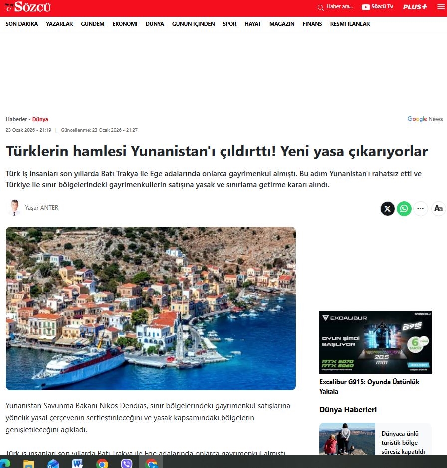 Νεο προκλητικό δημοσίευμα: "Η κίνηση των Τούρκων που τρέλανε την Ελλάδα" - Αγοραπωλησίες ακινήτων στην παραμεθόριο