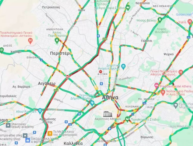 Μεγάλη ταλαιπωρία στους δρόμους της Αθήνας - Ουρά δεκαπέντε χιλιομέτρων στον Κηφισό