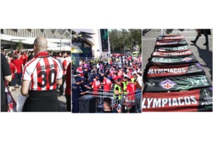 Τελικός Conference League: "Βουλιάζει" ο Πειραιάς από χιλιάδες ερυθρόλευκους οπαδούς μπροστά σε γιγαντοοθόνες - εικόνα 5