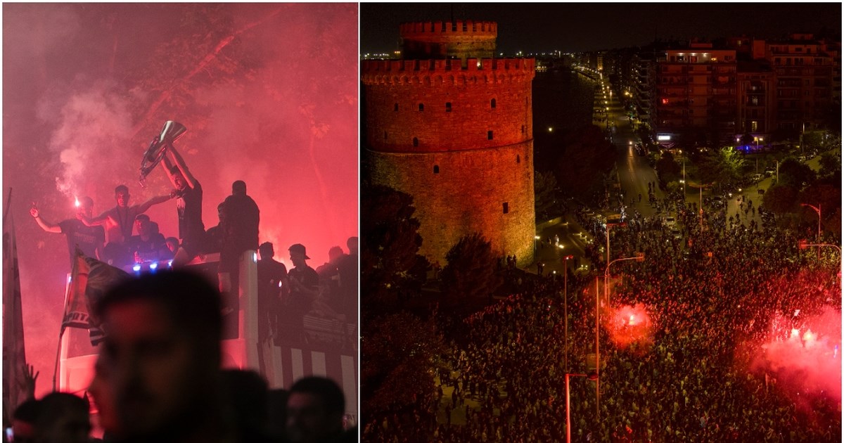 Οπαδός του ΠΑΟΚ πήγε στον Λευκό Πύργο με... νταλίκα για να πανηγυρίσει την κατάκτηση του πρωταθλήματος [βίντεο]