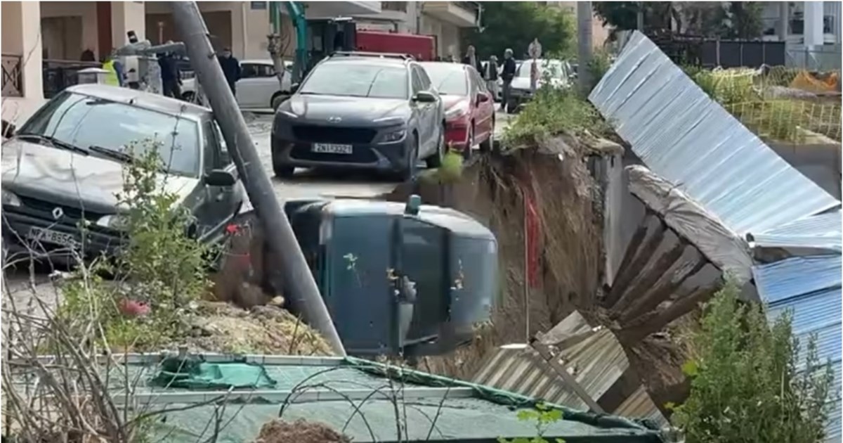 Θεσσαλονίκη: Υποχώρησε τοιχίο στους πρώην στάβλους Παπάφη – Η στιγμή που ΙΧ πέφτει στο κενό [βίντεο]
