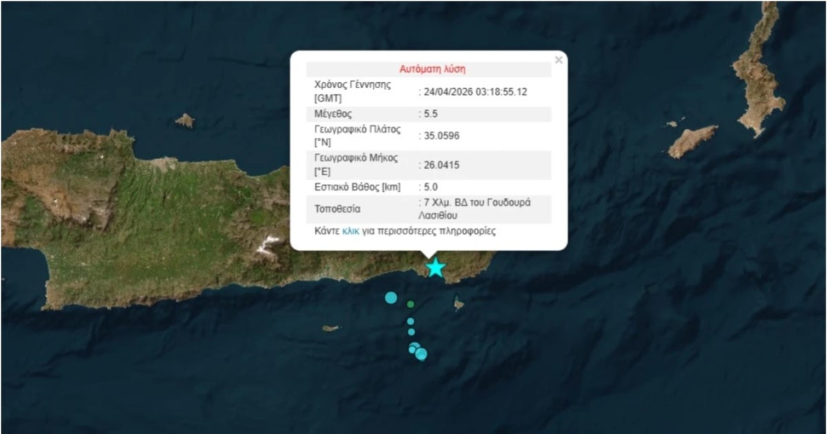 Σεισμός 5,5 Ρίχτερ στο Λασίθι