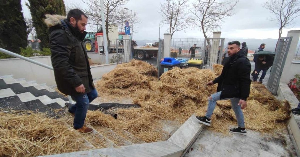 Λιβαδειά: Αγρότες πέταξαν κοπριά και άχυρα στο κτίριο της Περιφέρειας Στερεάς Ελλάδας [εικόνες] - εικόνα 3