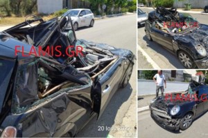 Άγιος Κωνσταντίνος: Νταλίκα τούμπαρε στην έξοδο από την εθνική οδό [εικόνες]