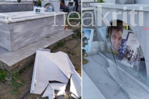 Φονικό στα Ανώγεια: Η οικογένεια Ξυλούρη καταδικάζει τον βανδαλισμό στον τάφο Καλομοίρη