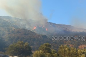 Πολύ καλύτερη η εικόνα της φωτιάς στα Χανιά - Ξεκίνησε από ΙΧ αυτοκίνητο που τυλίχθηκε στις φλόγες