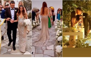 Εφοπλιστικός γάμος - βάπτιση στην Κεφαλονιά: Το σατέν ντραπέ νυφικό, το total white και ο boho στολισμός - εικόνα 9