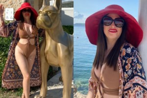 Στη Σαντορίνη η Ιωάννα Παλιοσπύρου:  "Cheers to those friends, που στις φωτό μας βγάζουν με 3 μέτρα πόδι!"