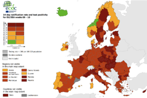Χάρτης ECDC: Παραμένει στο κόκκινο η Ελλάδα - Πάνω από το όριο συναγερμού του 4% ο δείκτης θετικότητας
