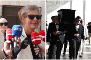 Κηδεία Σπύρου Φωκά: Η συγκλονιστική στιγμή που η σύζυγός του τον αποχαιρετά με το ζεϊμπέκικο που έγραψε ο ηθοποιός - εικόνα 8