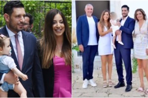 Νικολέττα Ράλλη: Ξυπόλητη με μίνι ροζ φόρεμα με φουσκωτά μανίκια στη βάφτιση της κόρης της - εικόνα 8