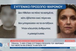 Απολογείται σήμερα ο 18χρονος μητροκτόνος στα Τρίκαλα - Τι θα υποστηρίξει για τη δολοφονία της μητέρας του