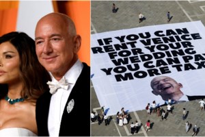 Βενετία: Εριξαν ομοίωμα του Τζεφ Μπέζος στο Μεγάλο Κανάλι  - Πληθαίνουν οι διαμαρτυρίες για τον γάμο του με τη Λόρεν Σάντσεζ [Βίντεο] - εικόνα 6