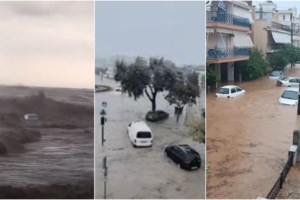 Κακοκαιρία Daniel: Η στιγμή που η γη υποχωρεί και "καταπίνει" λεωφορείο στον Βόλο [βίντεο]