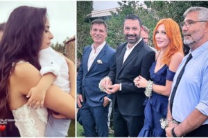 Γάμος Τζωρτζίνας Λιώση: Διαφορετική νύφη με λευκό μίντι φόρεμα, πέρλες, λεβάντες και κόκκινες γόβες - εικόνα 10