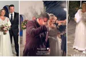 Γάμος Πύρρου Δήμα - Αφροδίτης Σκαφίδα: Το ζεϊμπέκικο του γαμπρού και τα τρυφερά λόγια στη νύφη [βίντεο]