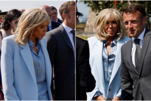 Μπριζίτ Μακρόν: Ανέβασε το navy look σε άλλο επίπεδο - Το κομψό μίντι φόρεμα και οι χρυσές λεπτομέρειες - εικόνα 10