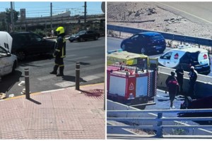 Απίστευτο τροχαίο στη Ναύπακτο: Αυτοκίνητο σε τρελή πορεία έπεσε σε σταθμευμένα δίκυκλα [βίντεο]