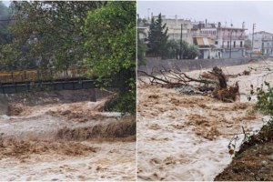 Κακοκαιρία Daniel: "Σφυροκοπεί" και τη Λάρισα - Tεράστιες ζημιές στην παραλία της Αγιάς [Εικόνες και Βίντεο]