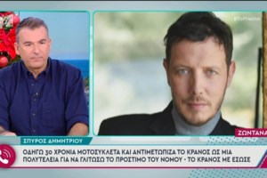 Ο Μιχάλης Μητρούσης είναι ο ηθοποιός που αυτοκίνητο παρέσυρε τη μοτοσικλέτα του για πολλά μέτρα στη Συγγρού [βίντεο]