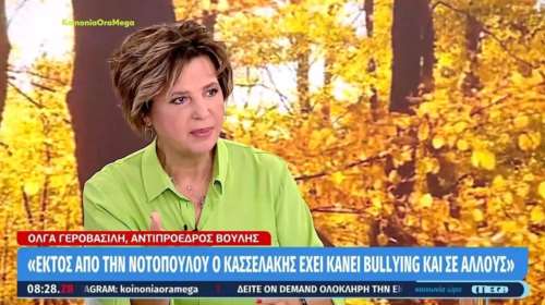 Γεροβασίλη: Ο Κασσελάκης δεν έχει θέση στον ΣΥΡΙΖΑ - Εχουν δεχτεί και άλλοι bullying εκτός από τη Νοτοπούλου