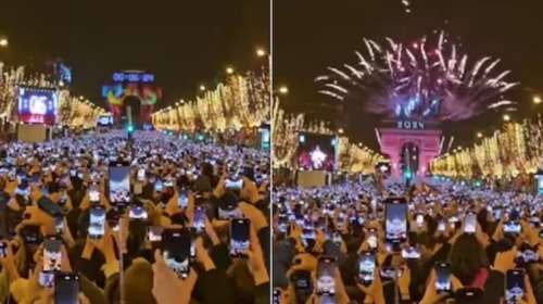 Πρωτοχρονιά στο Παρίσι: &quot;Θάλασσα&quot; από κινητά τραβάει βίντεο την αλλαγή του χρόνου- Κανείς δεν απολαμβάνει τη στιγμή [βίντεο]