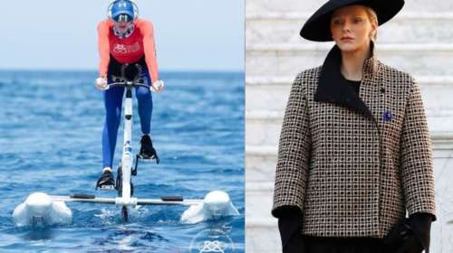 Η άλλη πριγκίπισσα Σαρλίν: Φόρεσε κολάν και ακουστικά και εκπαιδεύεται κρυφά στην ποδηλασία νερού [Εικόνες]