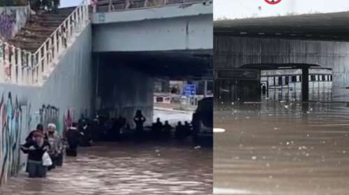 Ποτάμι και η Ποσειδώνος: &quot;Βυθίστηκε&quot; λεωφορείο - Eπιβάτες μέσα στα νερά προσπαθούν να απομακρυνθούν [Βίντεο]