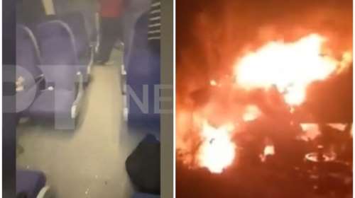 Σύγκρουση τρένων στα Τέμπη: Συγκλονιστικές εικόνες μέσα από τα βαγόνια και το φλεγόμενο τρένο μετά το δυστύχημα [βίντεο]