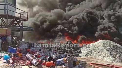 Μεγάλη φωτιά στο εργοστάσιο ανακύκλωσης στο Βαθύ Αυλίδος [Βίντεο και φωτογραφίες]