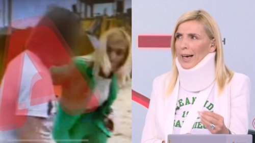 Με κολάρο και δεμένο χέρι η Ρένα Κουβελιώτη- Τη χτύπησε άντρας που έκανε εργασίες οξυγονοκόλλησης στη φύση [βίντεο]