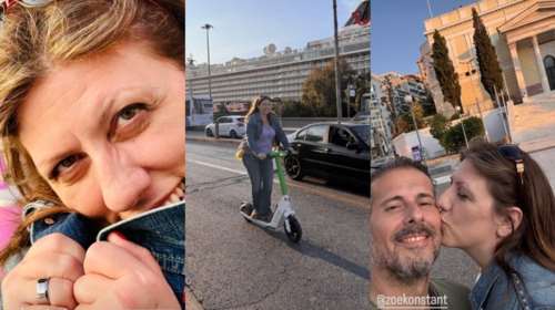 Ξέγνοιαστες στιγμές για τη Ζωή Κωνσταντοπούλου στον Πειραιά: Πατίνι και φιλιά στον Διαμαντή Καραναστάση
