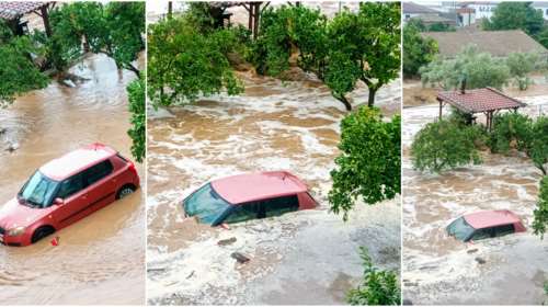 Κακοκαιρία Daniel: Καρέ καρέ η βύθιση αυτοκινήτου στα νερά ορμητικού χειμάρρου στη Μηλίνα [εικόνες]