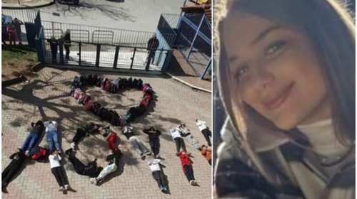 Θλίψη για την 21χρονη Κλαούντια στο 11ο Δημοτικό Λάρισας - Μαθητές σχημάτισαν το όνομά της με τα κορμιά τους