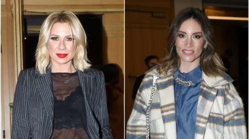 Κομψή στο θέατρο: Το σέξι office look της Καραβάτου και το oversized παλτό της Οικονομάκου