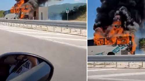 ΚΤΕΛ Κέρκυρας: Κάηκε ολοσχερώς λεωφορείο που εκτελούσε δρομολόγιο από την Αθήνα [βίντεο]