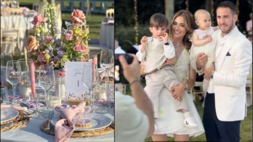 Η κουκλίστικη βάφτιση της κόρης του Φορτούνη: Τα παρόμοια φορέματα μαμάς και κόρης και το εντυπωσιακό art de la table