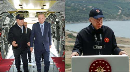 Σόου Ερντογάν: Στρατιωτική επιθεώρηση με κοστούμι και ομιλία με militaire μπουφάν αλά... &quot;Top Gun&quot; [Εικόνες]